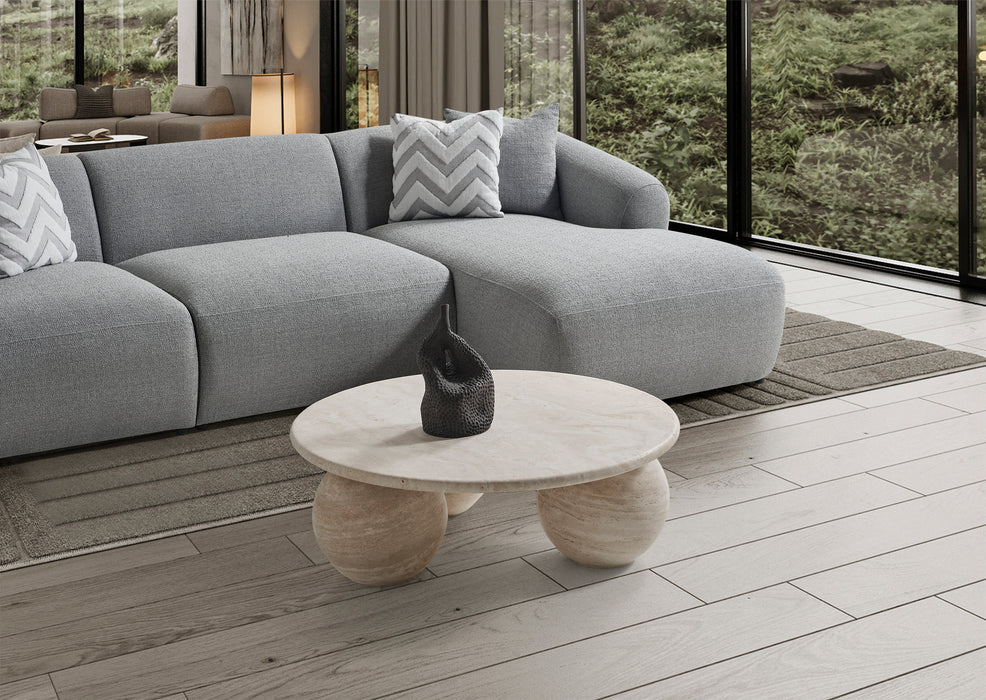 Porto Hoekbank – 290 x 70 x 140 cm – Moderne Bouclé in Zachtgrijs