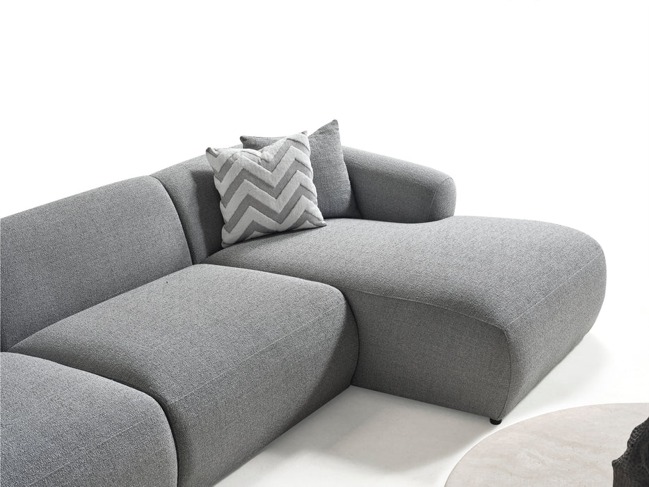 Porto Hoekbank – 290 x 70 x 140 cm – Moderne Bouclé in Zachtgrijs