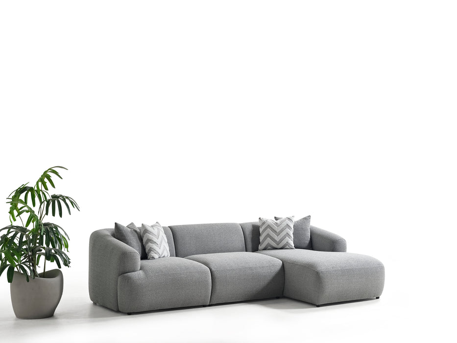 Porto Hoekbank – 290 x 70 x 140 cm – Moderne Bouclé in Zachtgrijs