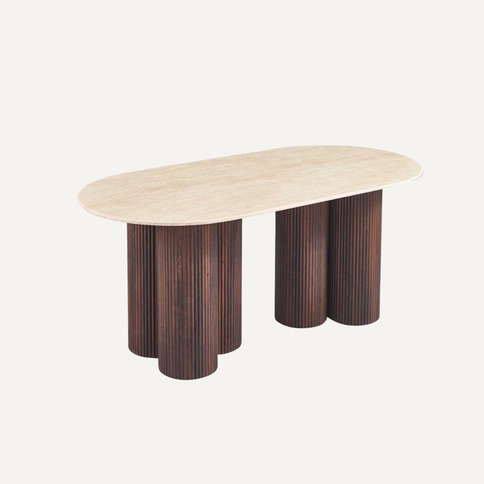 Oslo Eettafel – Travertin Look Marmeren Blad