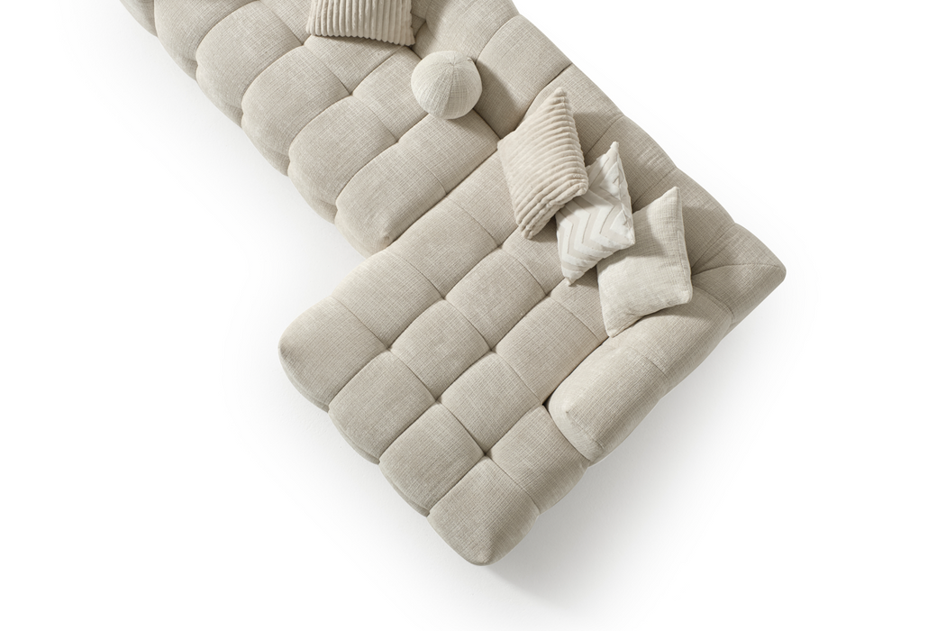 Amsterdam Corner – 280 x 69 x 160 cm – Luxe Hoekbank in Licht Linnenlook