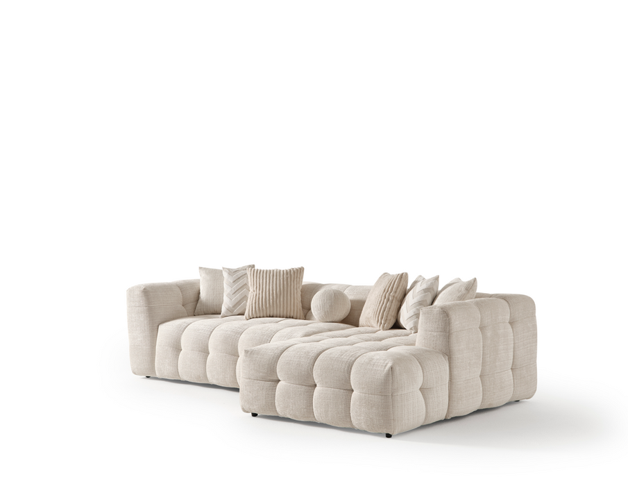 Amsterdam Corner – 280 x 69 x 160 cm – Luxe Hoekbank in Licht Linnenlook