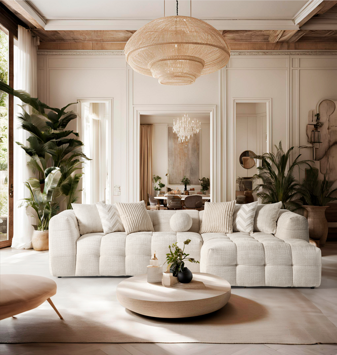 Amsterdam Corner – 280 x 69 x 160 cm – Luxe Hoekbank in Licht Linnenlook