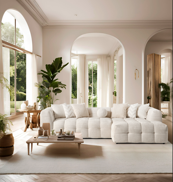 Amsterdam Corner – 280 x 69 x 160 cm – Luxe Hoekbank in Licht Linnenlook