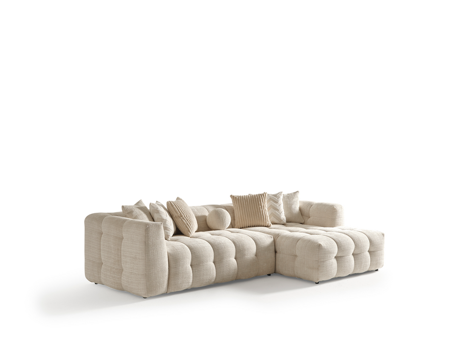 Amsterdam Corner – 280 x 69 x 160 cm – Luxe Hoekbank in Licht Linnenlook