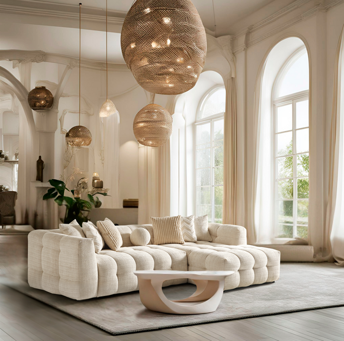 Amsterdam Corner – 280 x 69 x 160 cm – Luxe Hoekbank in Licht Linnenlook