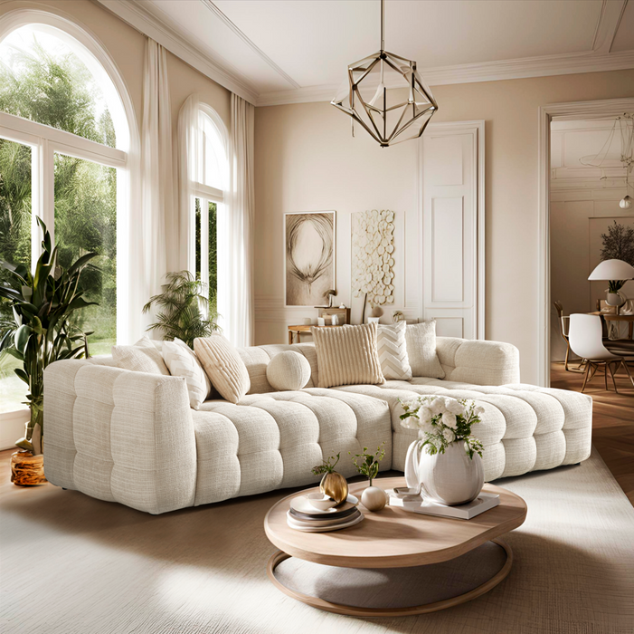 Amsterdam Corner – 280 x 69 x 160 cm – Luxe Hoekbank in Licht Linnenlook