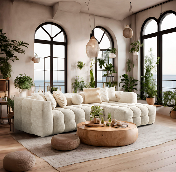 Amsterdam Corner – 280 x 69 x 160 cm – Luxe Hoekbank in Licht Linnenlook