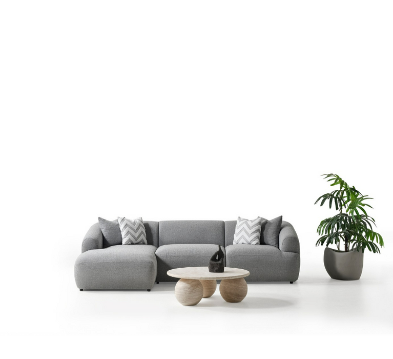 Porto Hoekbank – 290 x 70 x 140 cm – Moderne Bouclé in Zachtgrijs