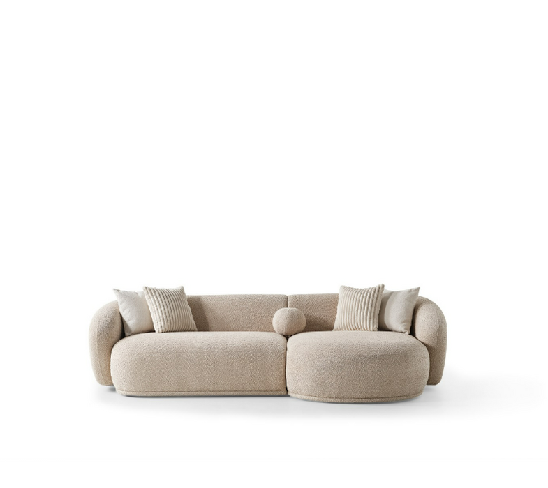 Oslo Sofa Rond – 290 x 76 x 140 cm – Beige Bouclé met Organische Vorm
