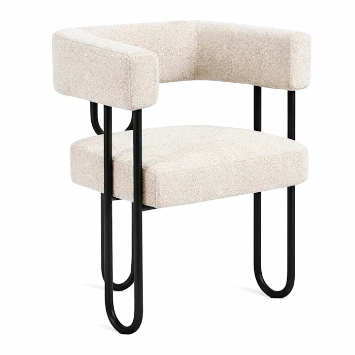 Arca Design Stoel – Industrieel Bouclé & Zwart Staal