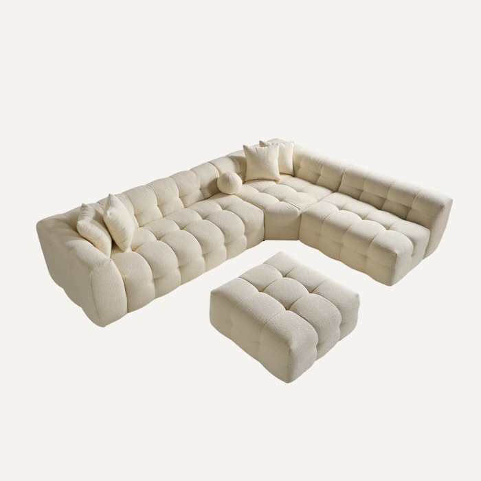 Amsterdam Hoekbank – 290 x 275 cm – Crèmekleurige Bouclé Luxe