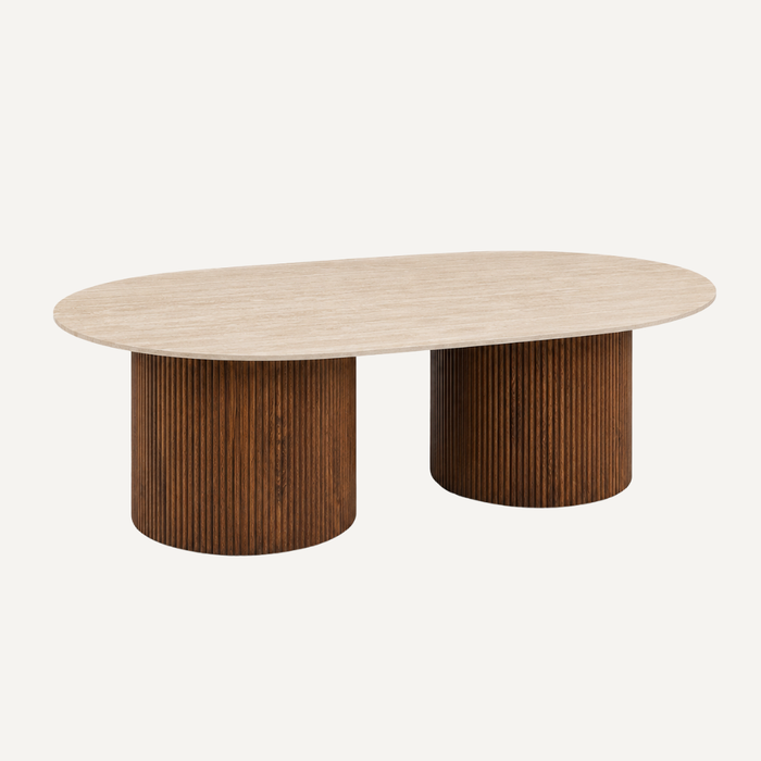 Erona - Ovale Salontafel met Geribde Zuilpoten