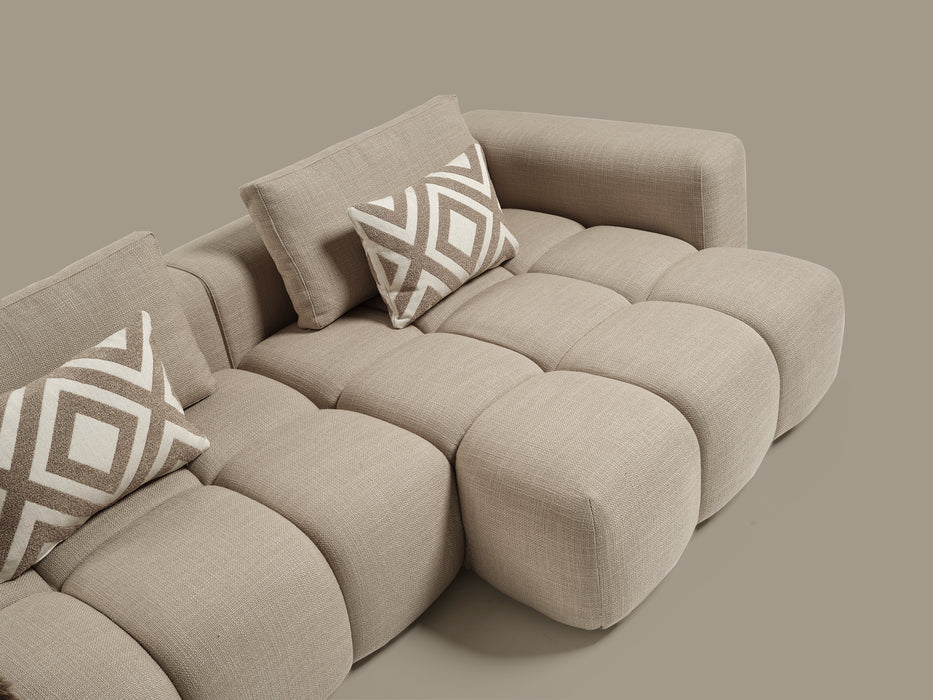 Paris Modulaire Lounge Sofa – 330 x 62 x 150 cm – Beige Structuurstof met Blokdesign