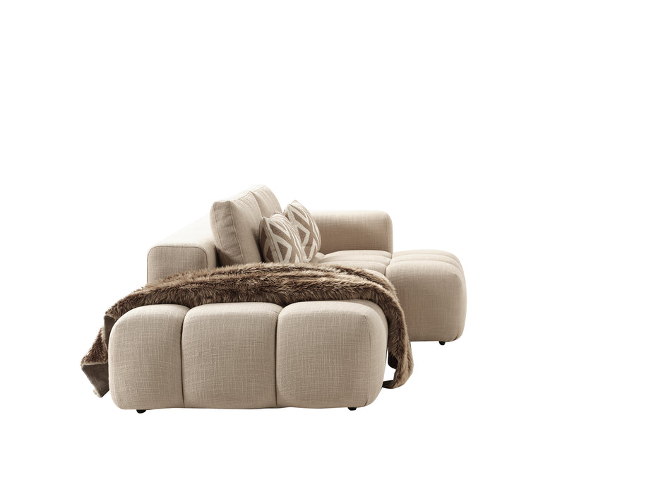 Paris Modulaire Lounge Sofa – 330 x 62 x 150 cm – Beige Structuurstof met Blokdesign