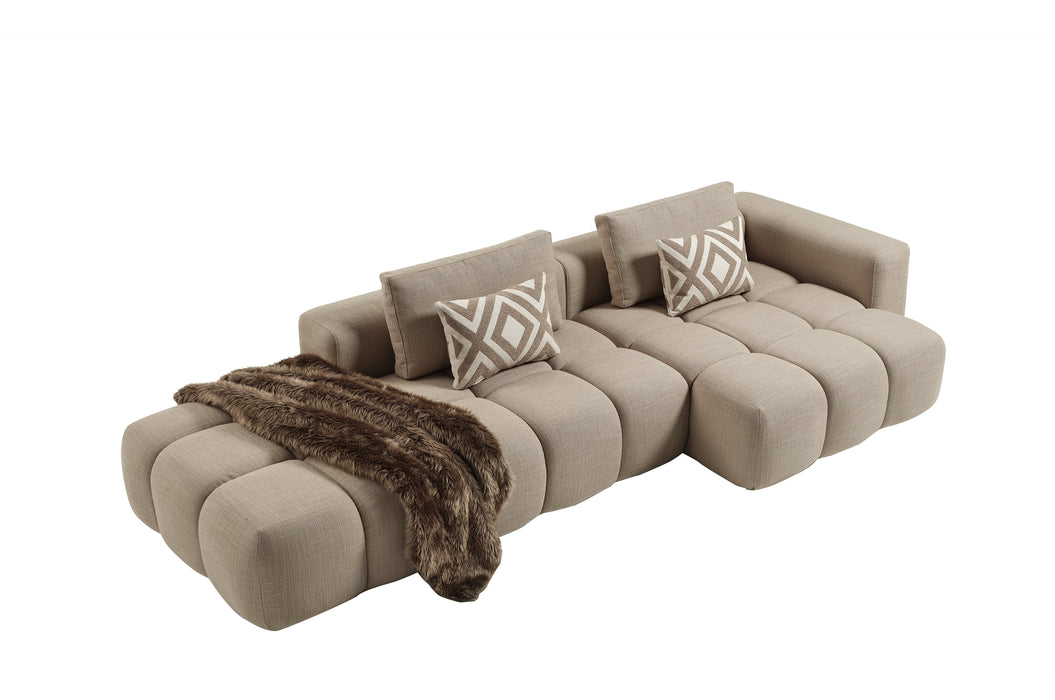 Paris Modulaire Lounge Sofa – 330 x 62 x 150 cm – Beige Structuurstof met Blokdesign
