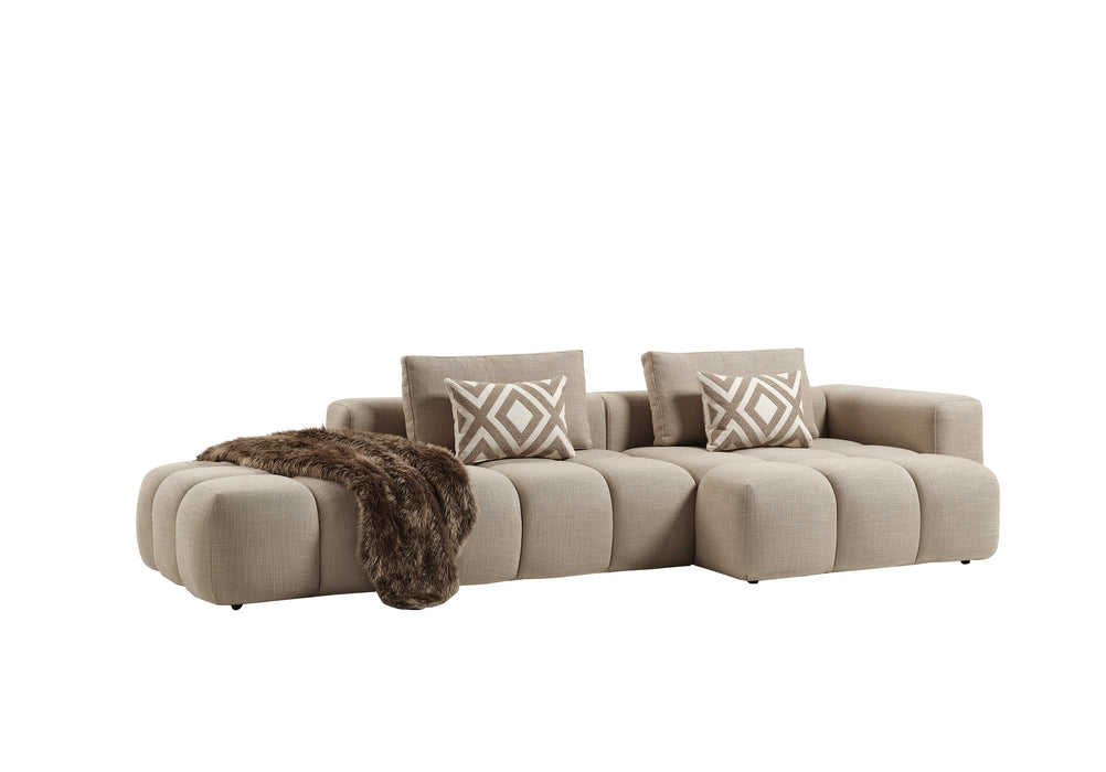 Paris Modulaire Lounge Sofa – 330 x 62 x 150 cm – Beige Structuurstof met Blokdesign