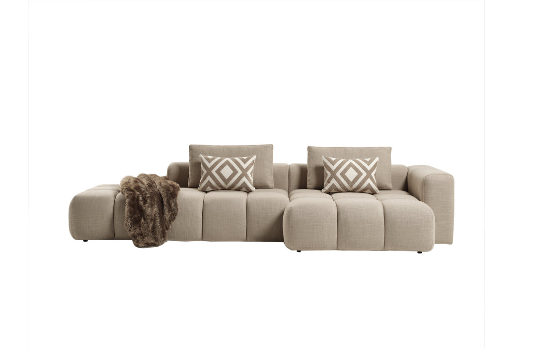 Paris Modulaire Lounge Sofa – 330 x 62 x 150 cm – Beige Structuurstof met Blokdesign