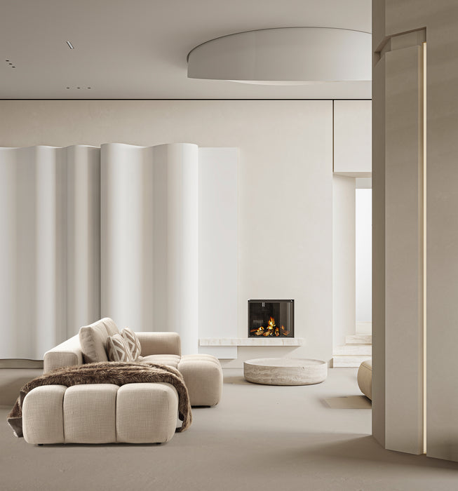 Paris Modulaire Lounge Sofa – 330 x 62 x 150 cm – Beige Structuurstof met Blokdesign