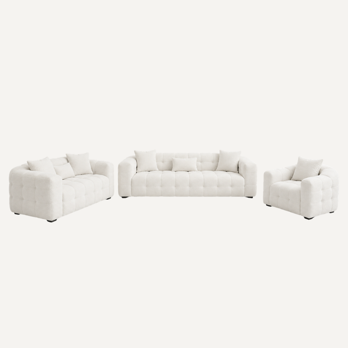 3-delige Luxe Bankenset in Crèmekleur – Elegant Comfort voor het Hele Gezin