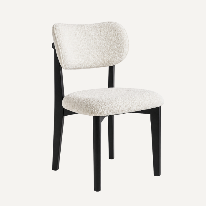 Retro Designstoel – Bouclé Stof Houten Onderstel