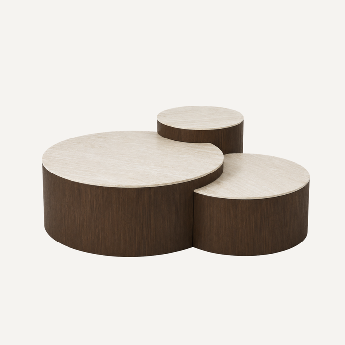 Aqua CT Brown – Set van 3 Salontafels – Beige Keramisch Blad