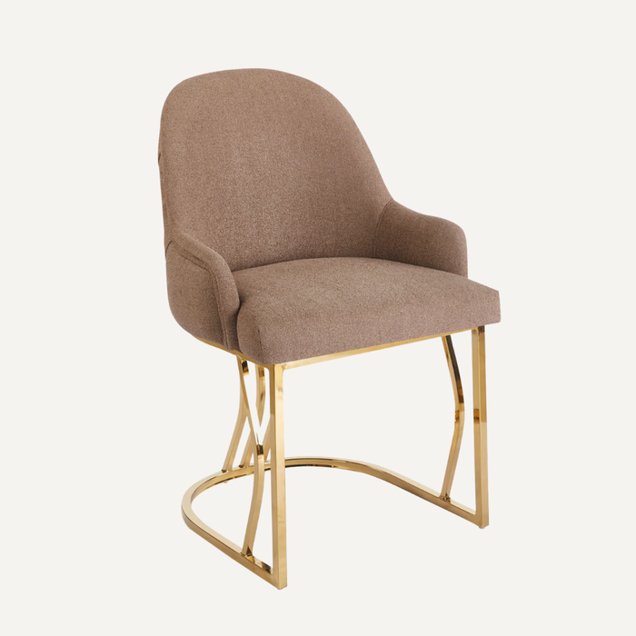 Giovanna | Luxe Bouclé Eetkamerstoel met Verchroomd of Goudkleurig Onderstel