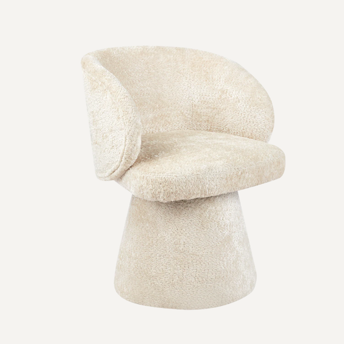 Aleni | Bouclé Draaistoel in Sculpturale Vorm